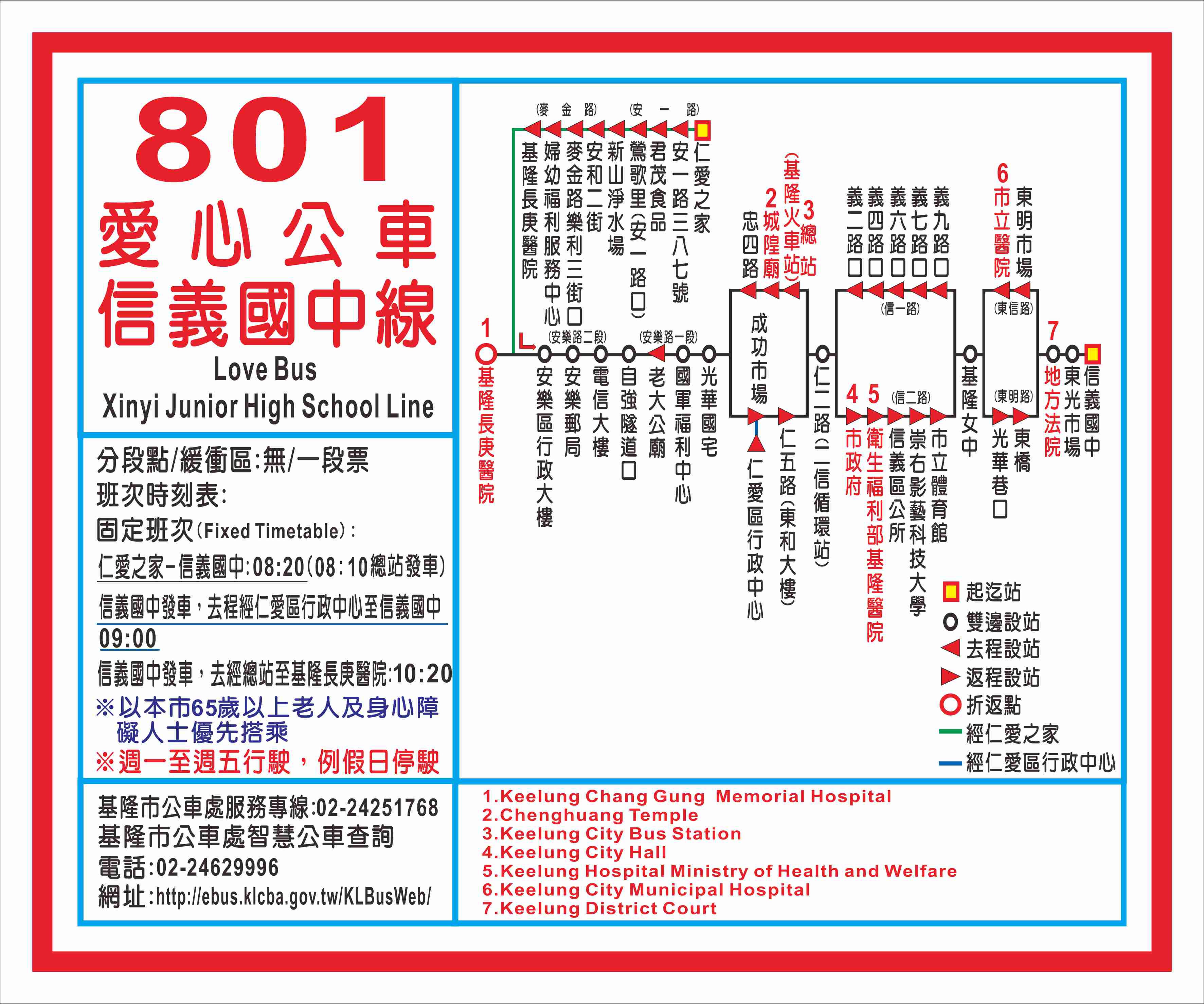 801愛心公車-信義國中線路線圖